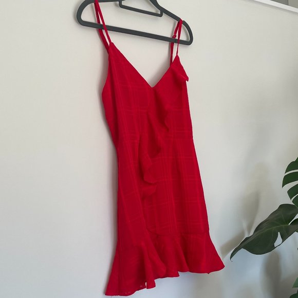 Ruffle Chiffon holiday Mini Red Dress Size XS - Picture 3 of 8
